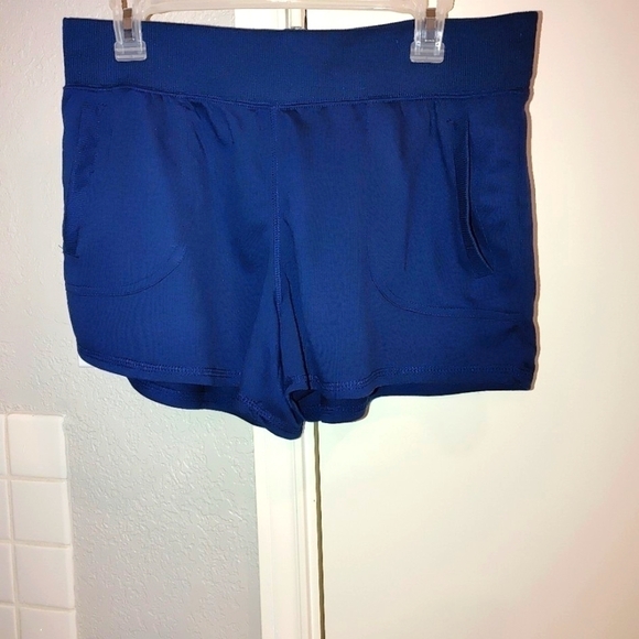 NWOT Athletic Works Navy Blue Elastic Waist Shorts w Pockets. Large - Picture 1 of 7